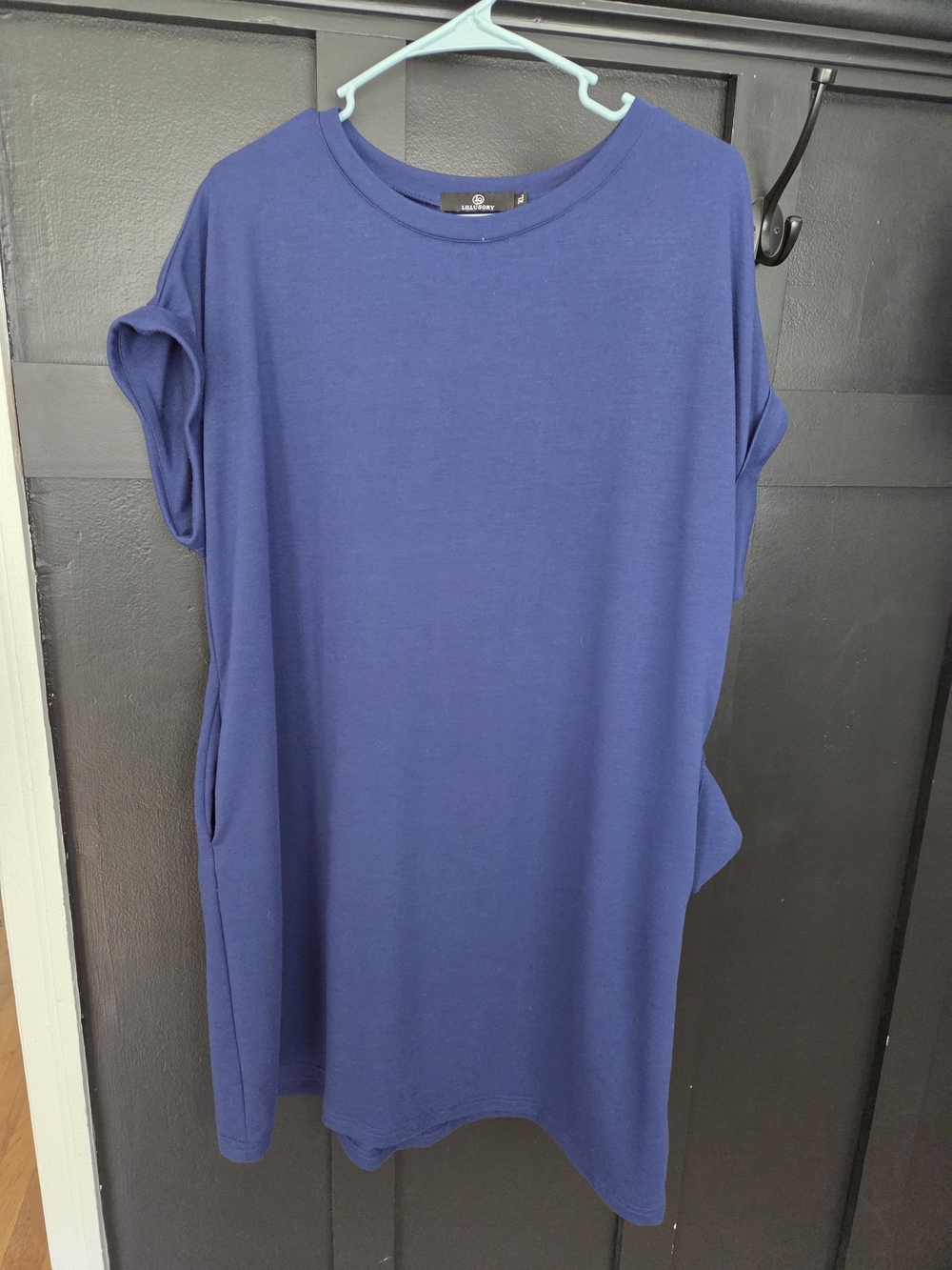 Navy Blue Tee- Shirt Dress with Side Pockets